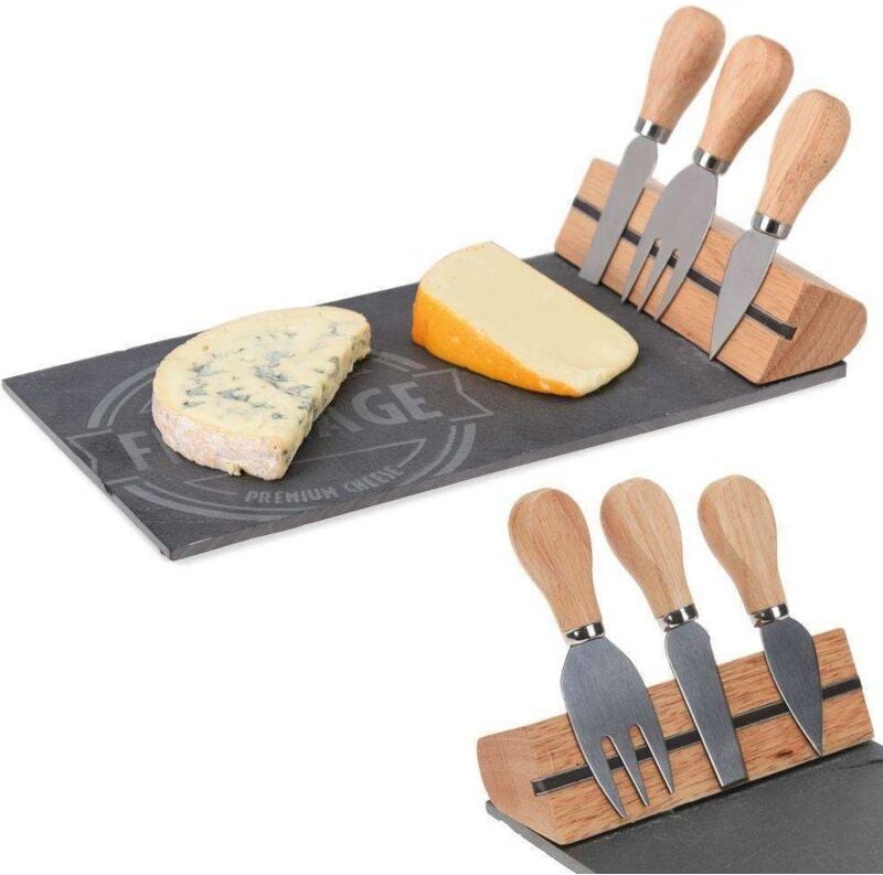 Excellent - Stone cutting board for cheese with magnetic strip and three knives