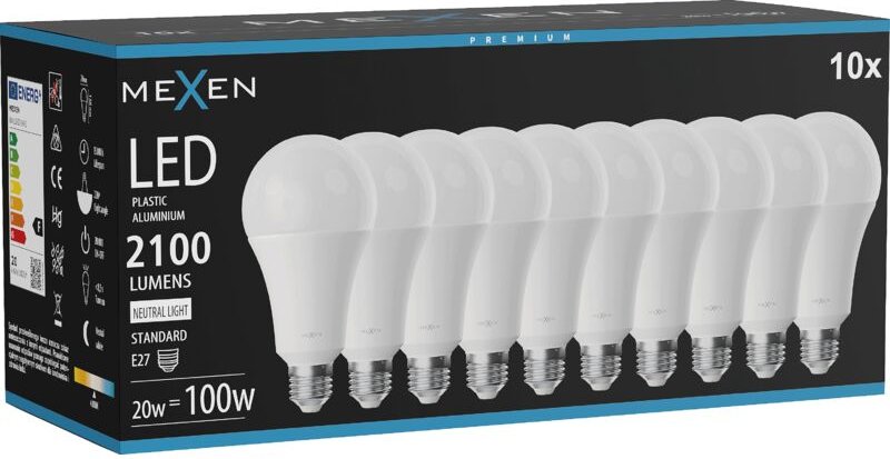Mexen Nova 10x LED-Lampe E27, A70, 20W, Neutral - 4000K, 2100 lm - L100-E27-2040-01x10
