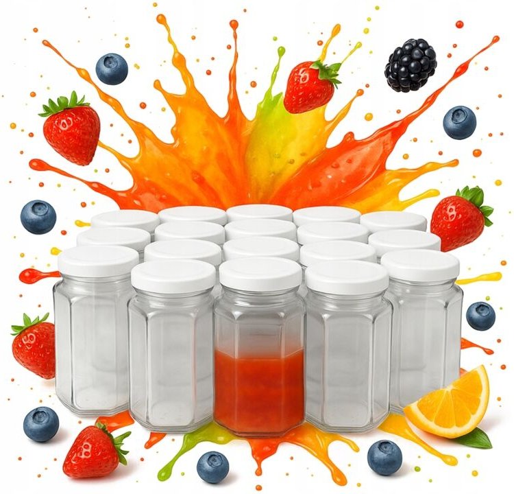 48x GLASGLAS 385ml MIT DECKEL, GLAS IN ETUIS FÜR HONIG UND GURKE