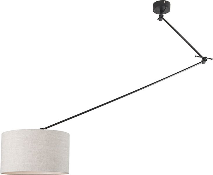 Hängelampe schwarz mit Schirm 35 cm hellgrau verstellbar - Blitz i