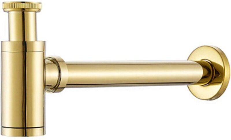 P-förmiger Wasserhahn aus Goldmessing, rundes Design, geeignet für Waschbecken- und Badezimmerentwässerung, 1,5-Zoll-Ger...