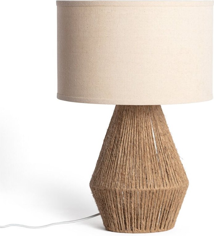 Efectoled - led Tischlampe aus Naturseil und Leinen Dione Leinen Beige