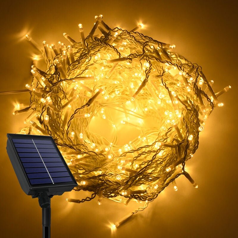 Solar-Lichterketten 10m 400 LEDs Solar Lichterkette Außen Lichterwand Lichtervorhang mit Fernbedienung Warmweiß Solarlic...