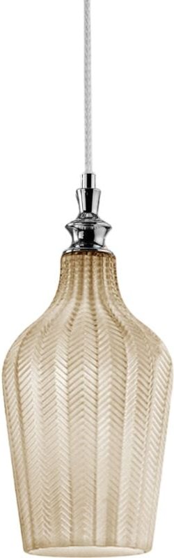 Cleofe Pendelleuchte Ockerglas/Chrom – Ø18 cm, E27 max. 60W, IP20, Vintage-Stil, Leuchtmittel nicht inkl.