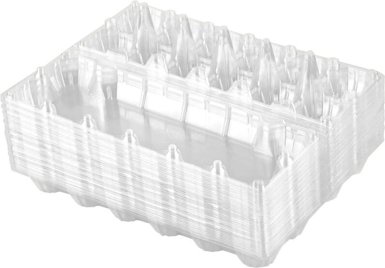 24 Stück Eierkartons aus Kunststoff, transparent, für Hühner, für Weidehaltung, Familienfarmen, Marktzucht – 12 Gitter