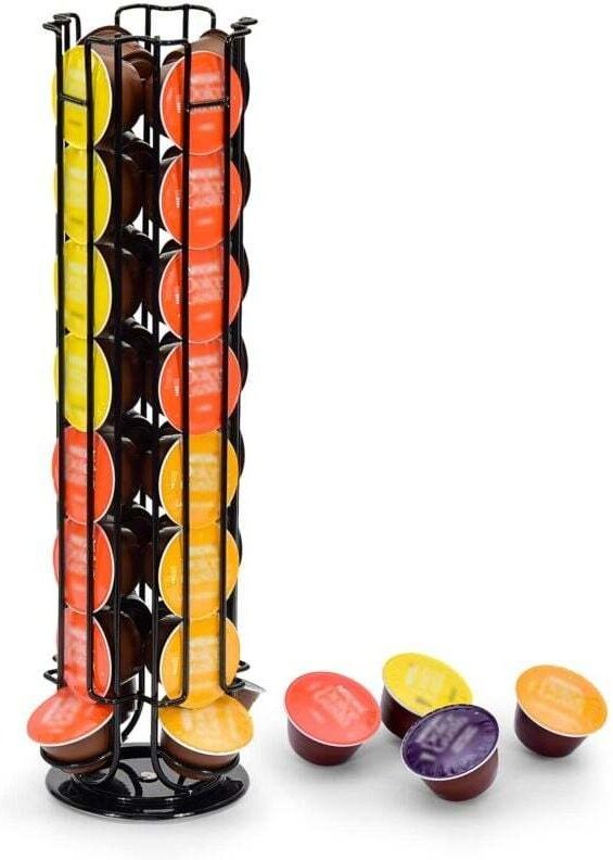Kapselhalter für 32 Dolce Gusto Kapseln, Kaffeekapsel-Aufbewahrungsständer, rutschfester Boden, drehbar, schwarz