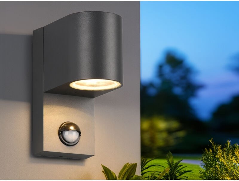 Meinewunschleuchte - Außenwandleuchte ava in Anthrazit mit Bewegungsmelder, Höhe 15cm