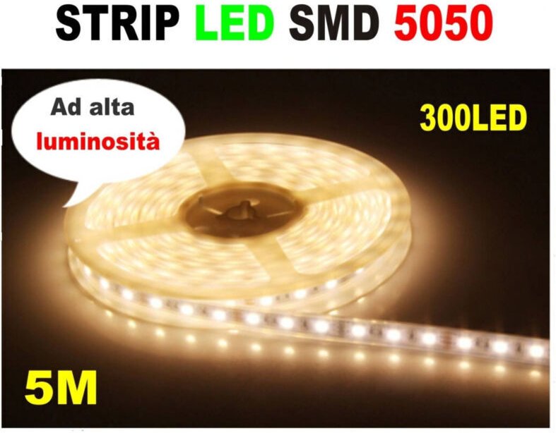 Wasserfester LED-Streifen – 5 Meter – SMD5050 Warmweiß – 300 l