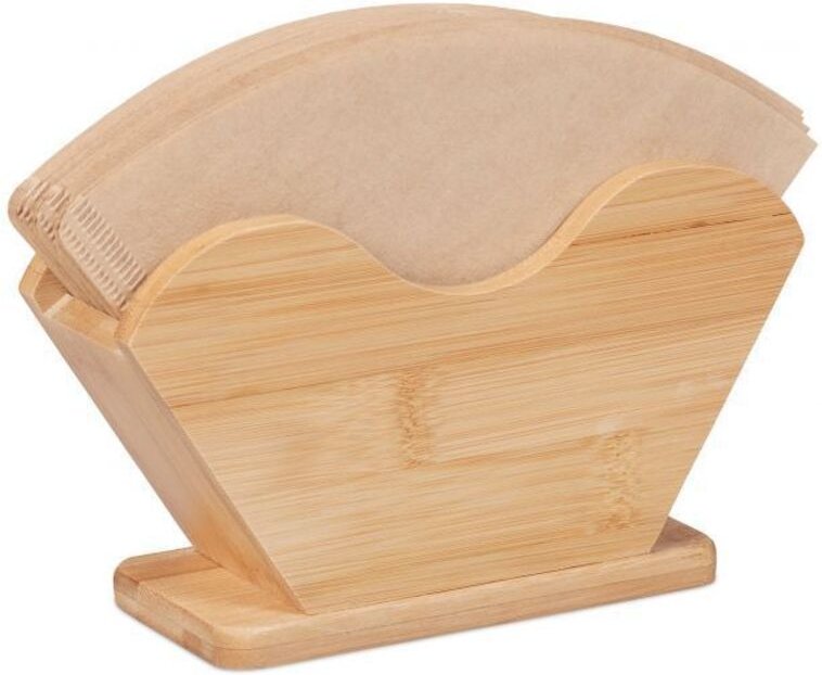 BEBUSINGOTO Aufbewahrungsbehälter für Kaffeefilterpapier, konischer Filterpapierhalter aus Holz, Filterpapier-Organizer ...