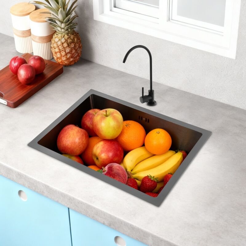 Edelstahlspüle Küchenwaschbecken Drop-in Küchenspüler mit Wasserhahn