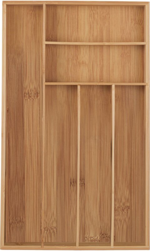 Relaxdays - Besteckkasten, 6 Fächer, Bambus, Besteck & Küchenutensilien, Schubladenkasten schmal, 5 x 27,5 x 46 cm, natu...