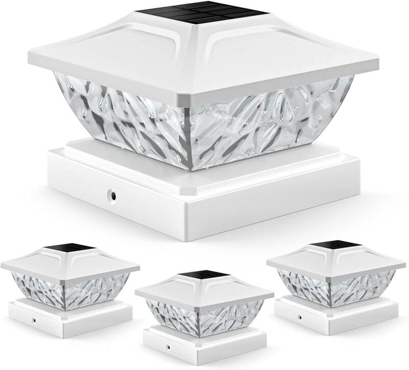 Set mit 4 Solar-Pfostenkappen mit 2 Leuchtmodi, wasserdichte Solarleuchten für den Außenbereich, geeignet für Pfosten mi...