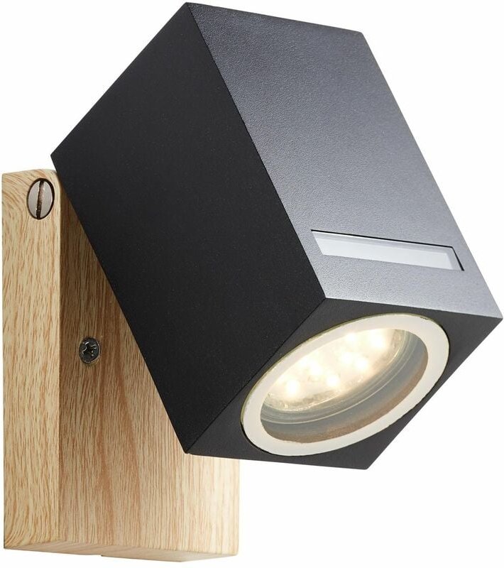 BRILLIANT Galeni Außenwandstrahler schwarz/natur 1x PAR51, GU10, 20W, geeignet für Reflektorlampen (nicht enthalten)