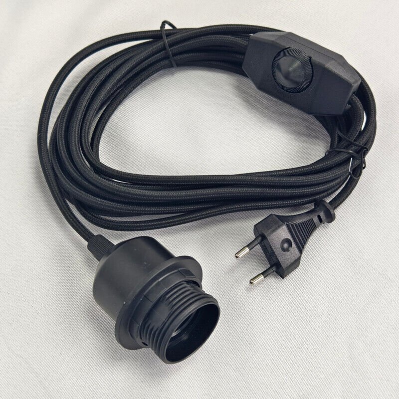 JOYINLED schwarzes Pendelleuchtenkabel, 1 x 450 cm dimmbares Kabel mit EU-Stecker für Retro-Lampenaufhängungsset
