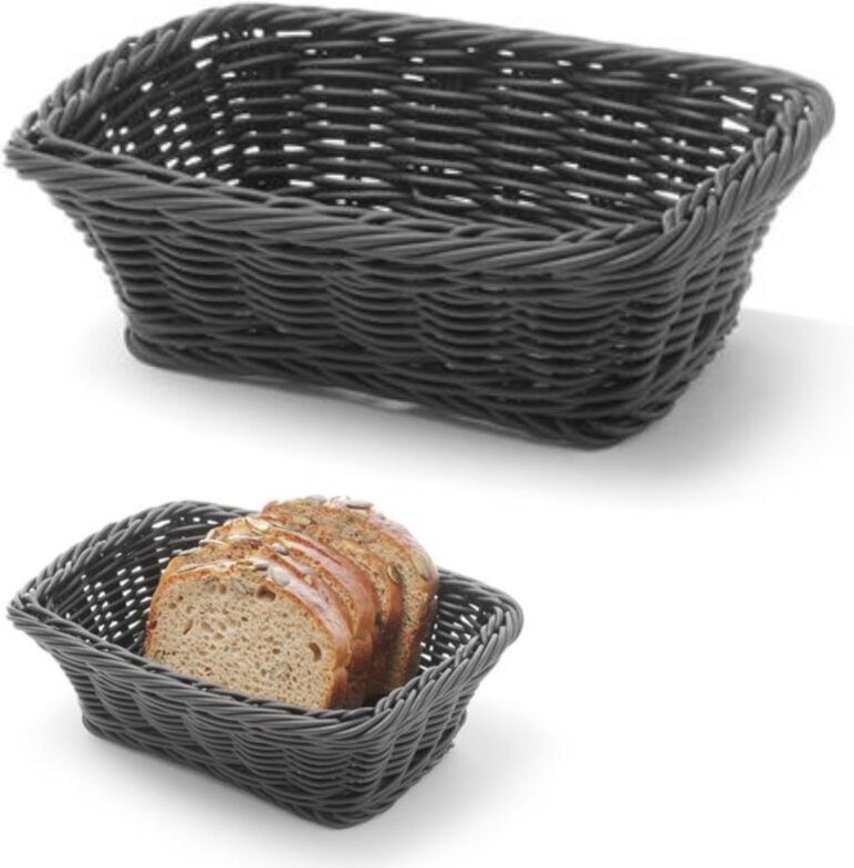 Rechteckiger Brotkorb aus Polypropylen, schwarz, 190x130x60 mm - Hendi 426791