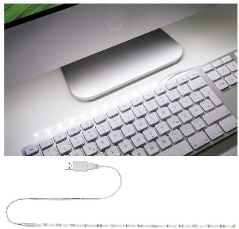 Paulmann - usb LED-Stripe 30 cm Tageslichtweiß,weiß Metall/Kunststoff LED-Stripe