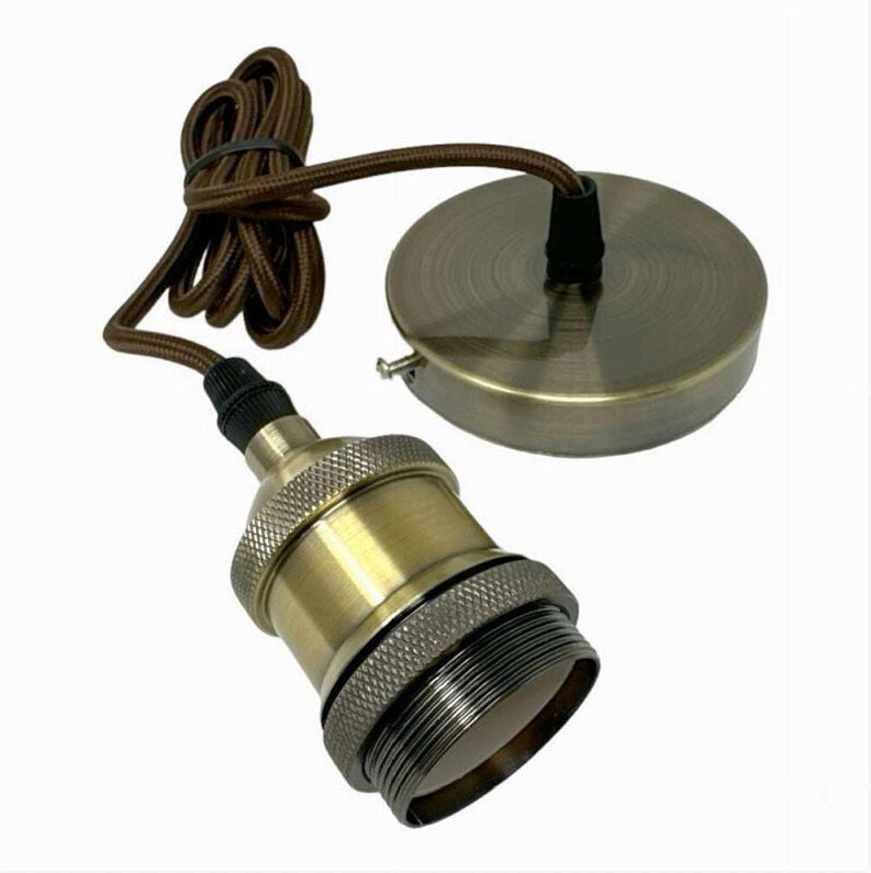 Trade Shop Traesio - Trade Shop - Vintage Bronze Pendelleuchte Kronleuchter für E27 2MT Glühbirnen E27-2M-V -