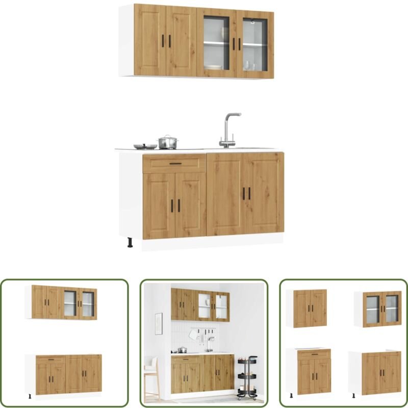 Küchenschrank - 4-tlg. Küchenschrank-Set Kalmar Artisan-Eiche Holzwerkstoff