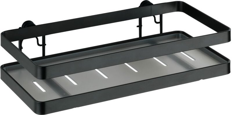 Universalregal Gala, Küchen-Ablage, Küchenregal, Schwarz, pulverbeschichtetes Metall schwarz, Polykarbonat grau - schwar...