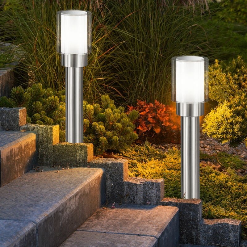 Gartenlampen Aussen silber Aussenlampe Stehleuchte Wegeleuchten Außen Modern, Edelstahl Metall weiß klar, IP54, 1x E27, ...