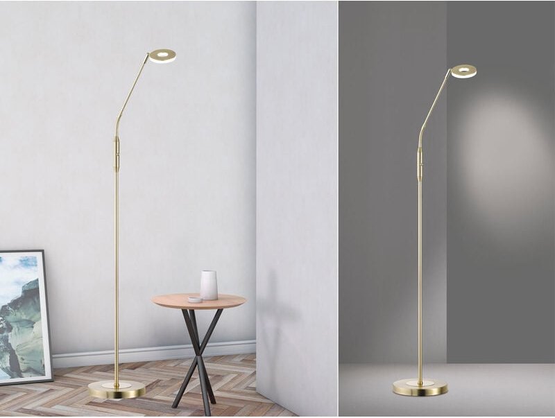 Led Stehlampe Leselampe dent Messing mit Dimmer, Höhe 150cm