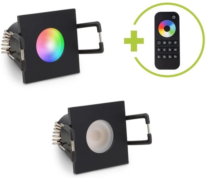 Einbaustrahler Mini Livorno eckig 3W RGBW IP65 - Farbe: schwarz matt - Anzahl: 2x