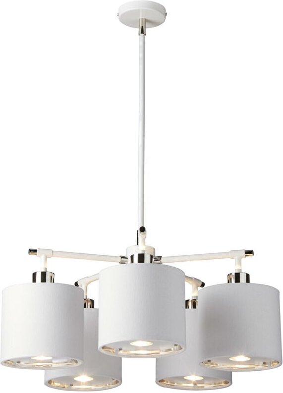 Elstead - Balance - 5 Light Multi Arm Deckenpendelleuchte Weiß, Nickel poliert, E27