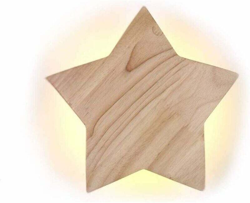 LED Holz Stern Wandleuchte Moderne Kreative Cartoon Wandleuchte Nachtlicht Nachttischlampen für Baby Kinder Schlafzimmer...