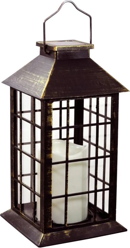 VIBORG LED 3000K IP44 Retro-Solarlaterne, Goldlux Patina