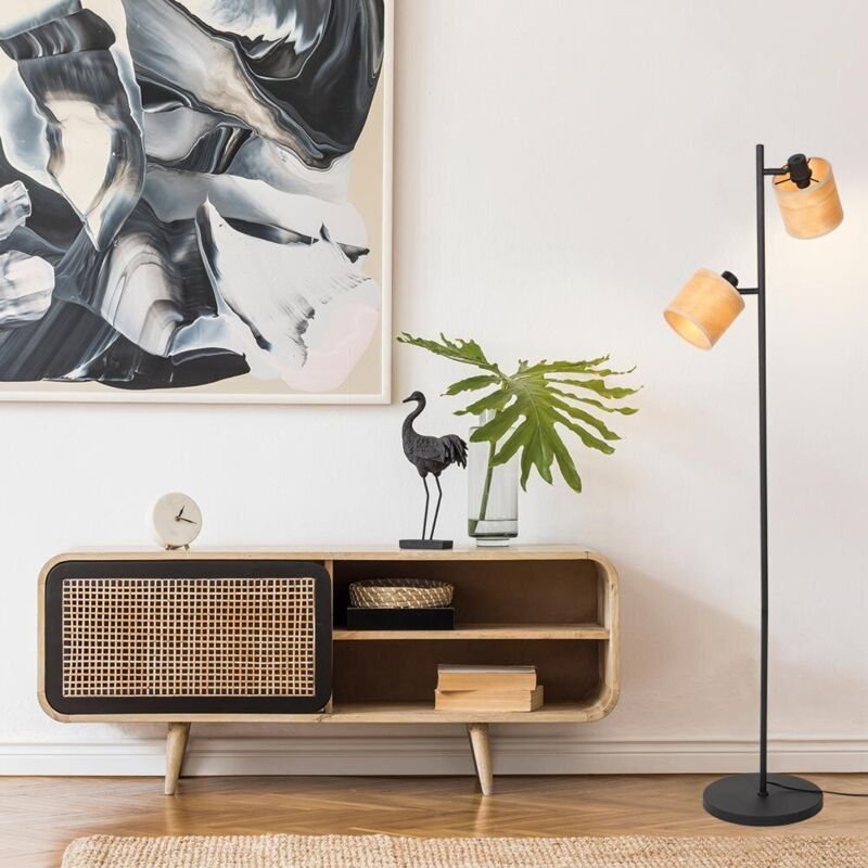 Mexlite - stehlampe - Bambus - schwarz - bambus - Ø 28cm - E14 -