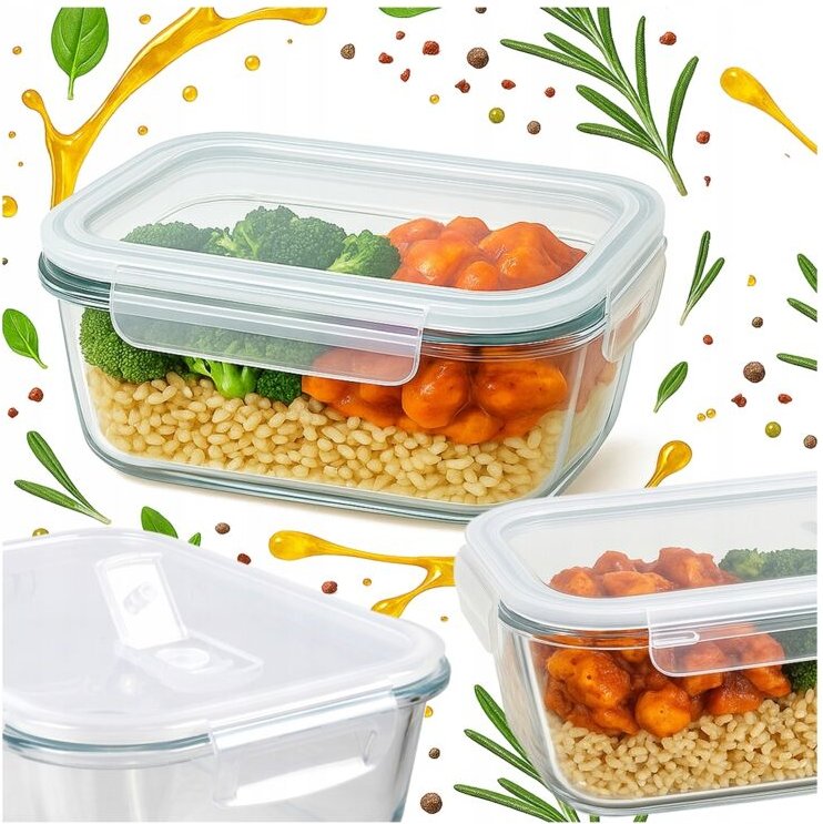 Lunchbox aus 370 ml Glas, luftdicht, für Lebensmittel, für die Arbeit