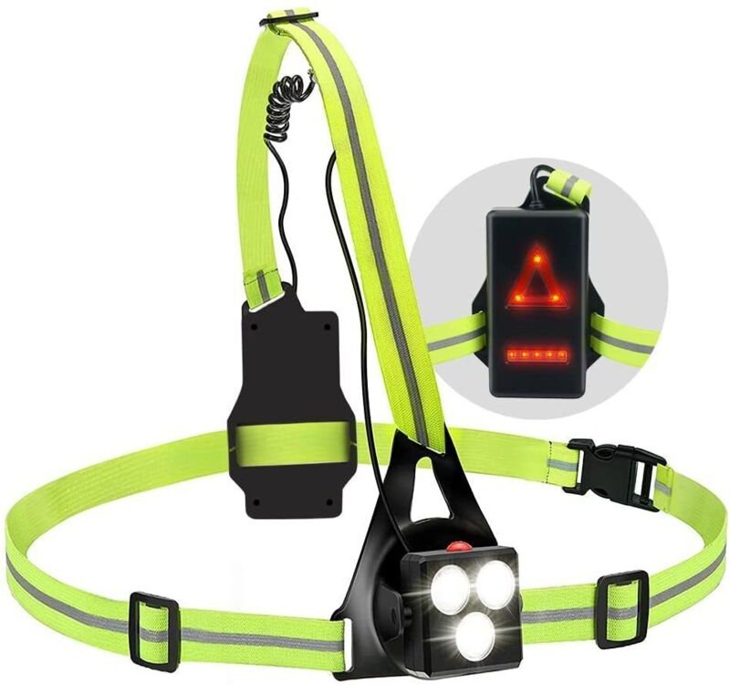 Lauflicht, ultrastarkes LED-Brustlicht, über usb wiederaufladbares Lauf-Brustlicht mit 3 Beleuchtungsmodi, Brustlicht mi...