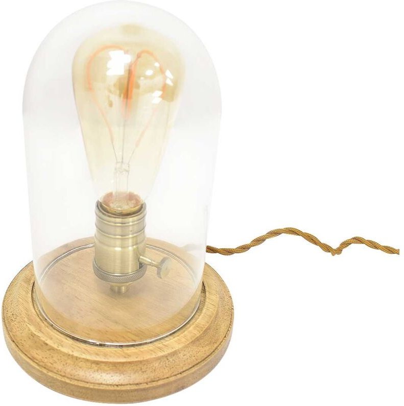 Barcelona Led - Tischlampe aus Glas und Holz 'tule'.