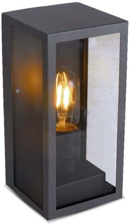 Quadratische LED-Gartenlampe, E27-Lampenfassung, mattschwarze Glasabdeckung, IP44 - V-tac