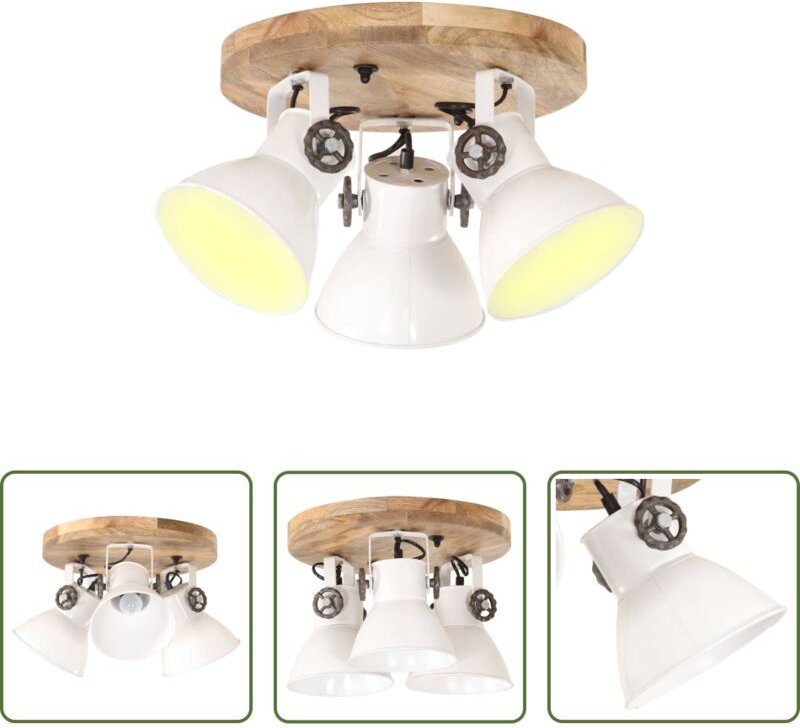 vidaXL Wohnzimmer Lampe - Deckenlampe Industriestil 25 W Weiß 42x27 cm E27