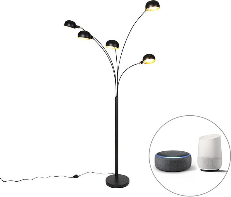 Thumbnail - Smarte Stehlampe schwarz 5-flammig inkl. Wifi B35 - Sixties