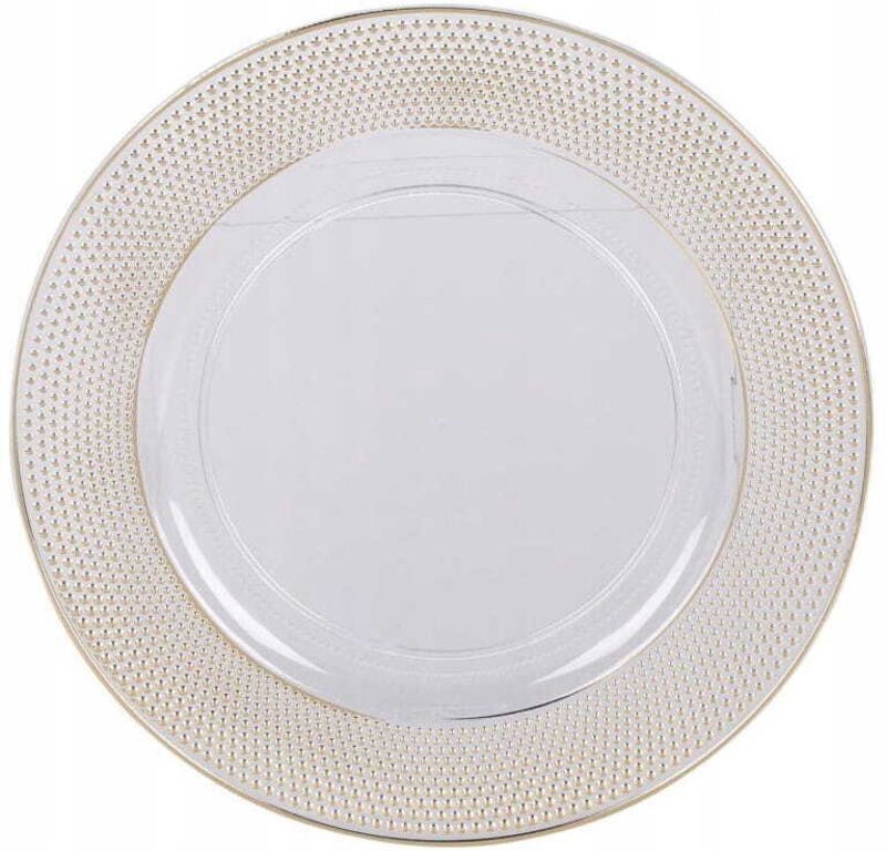 Weißer Platzteller mit gesprenkeltem Goldrand, 33cm, Kunststoff