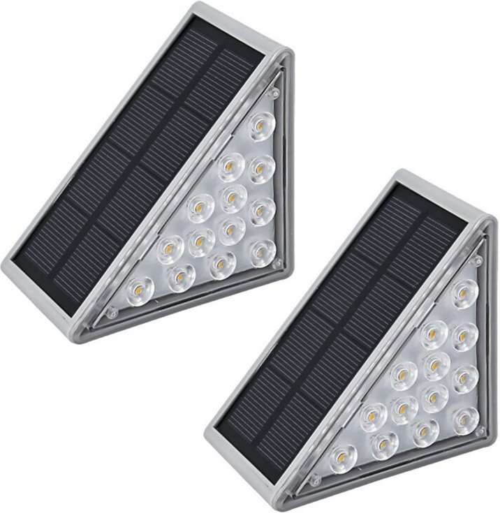 2PCS Solar Treppenlicht Outdoor Home Keine Verkabelung Regenfest Grau Schritt Ambiente Licht, Weiß