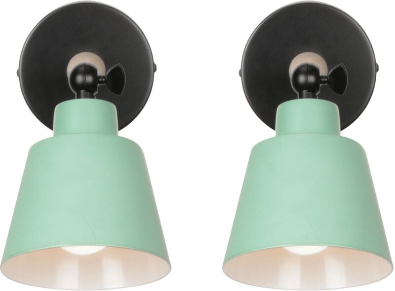 2x 180° Verstellbar Wandleuchte Metall Hölzern E27 Wandlampe Nordisch Moderne Stil Deckenlampe für Schlafzimmer Bar Café...