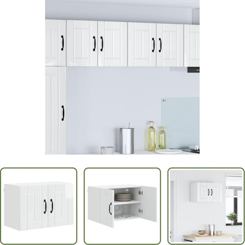 vidaXL Hochglanz Weiß - Küchenwandschrank Hochglanz Weiß 60 x 31 x 40 cm Holzwerkstoff
