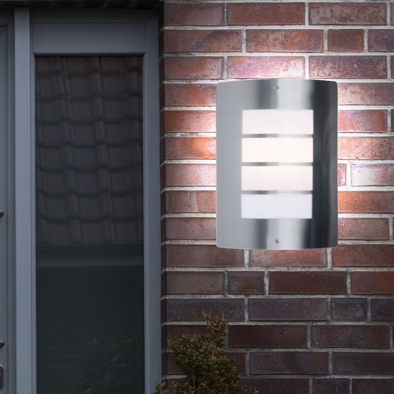 Außen Wandlampe Edelstahl Wandleuchte Fassadenbeleuchtung Hauswandleuchte, 1x E27, 22 x 28,2 x 9 cm