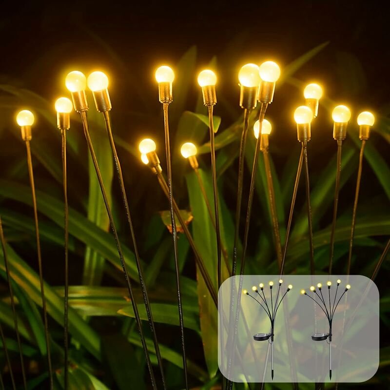 Mumu - Stück 6 led Solar Gartenleuchte, Firefly Solar Gartenleuchten Dekorative Solarlampen im Freien