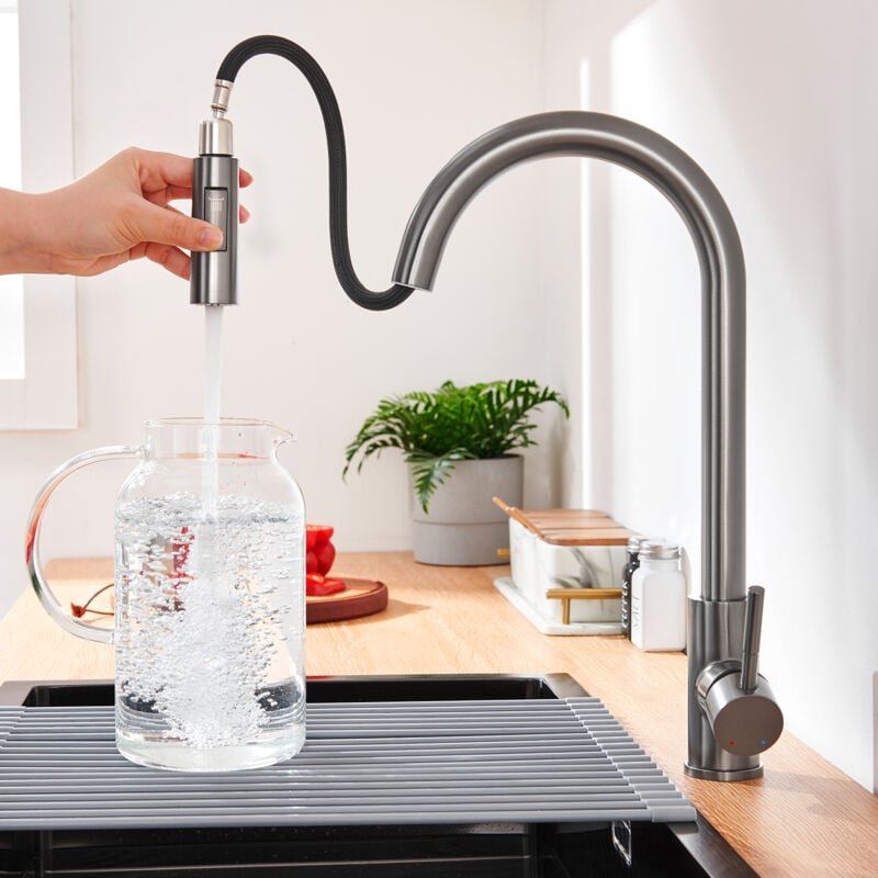 Ausziehbare Küchenarmatur Hochdruck Wasserhahn mit 2 Strahlarten Brause, 360° Drehbar Küche Wasserhahn Spültischarmatur,...