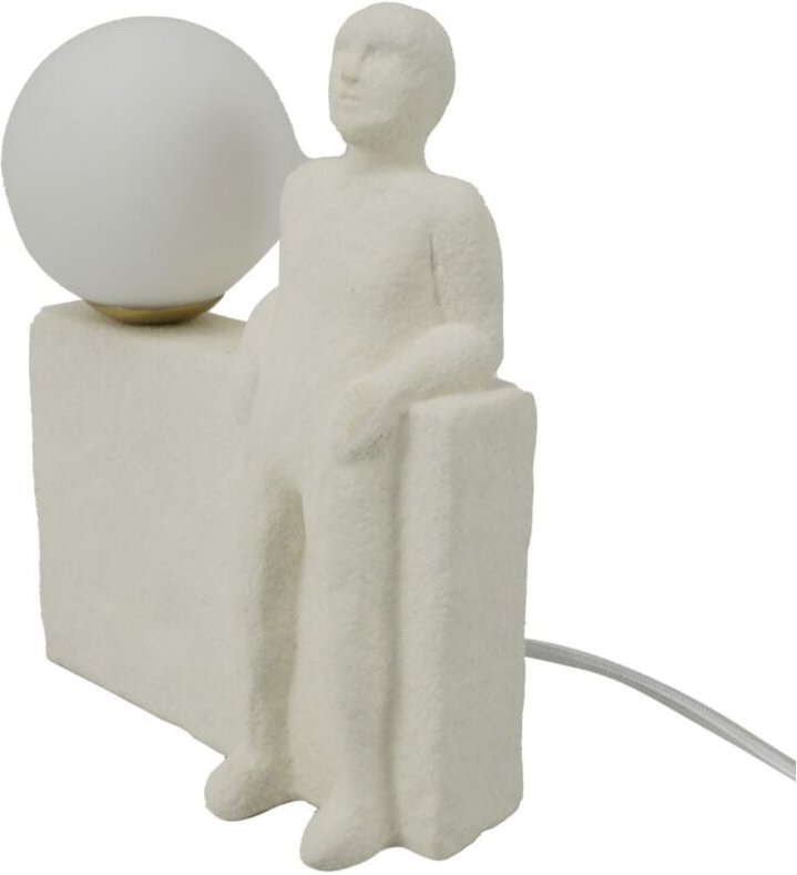 Böhmische Tischlampe mit menschlicher Figur, Dekoration aus weißem Porzellan, 19,5 cm