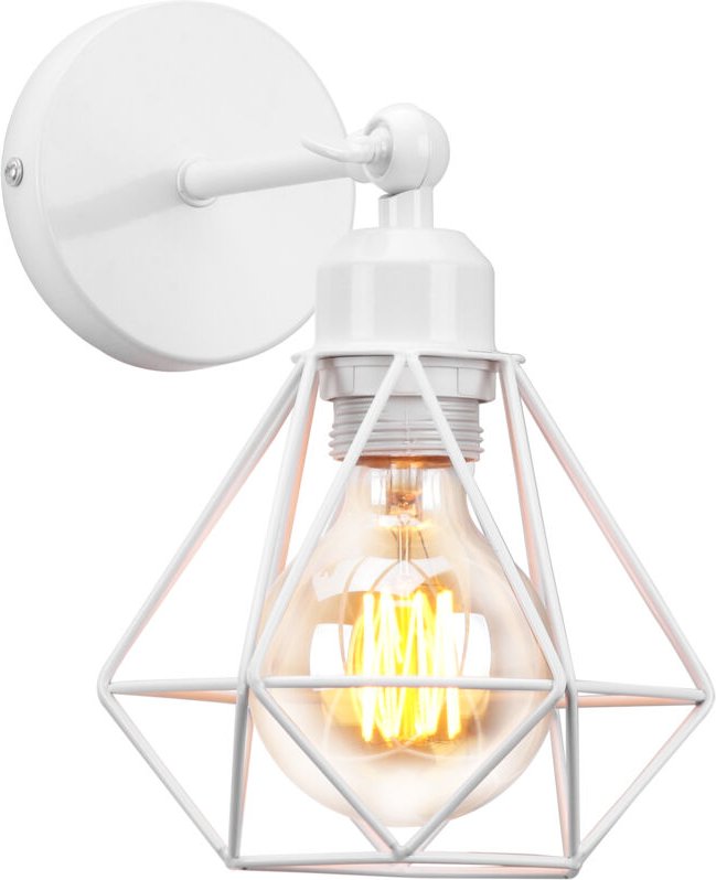 Wandleuchte E27 Industriell Metall Wandlampe Einstellbarer Lampenschirm für Wohnzimmer Küche Flur - Weiß