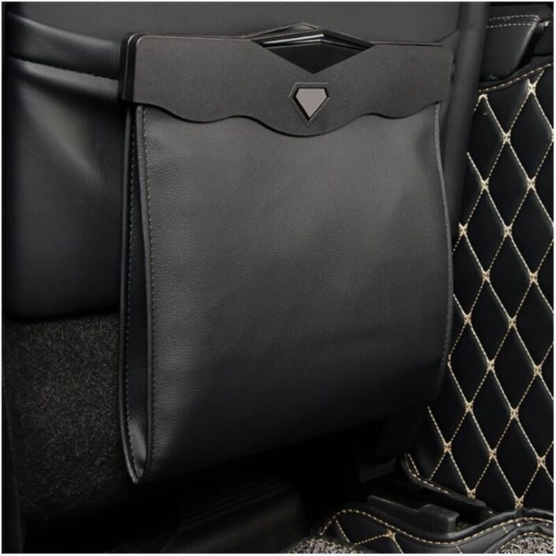 Hängender Auto-Mülleimer, Auto-Mülleimer mit schnell zugänglicher magnetischer Öffnung, wasserdichtes PU-Leder, Autozube...