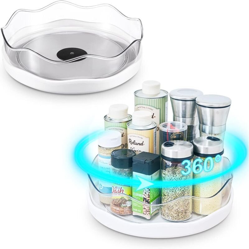 Großer, drehbarer Tischorganizer mit großem Fassungsvermögen, Gewürzregal, Ablagefach, herausnehmbarer Behälter, Kosmeti...