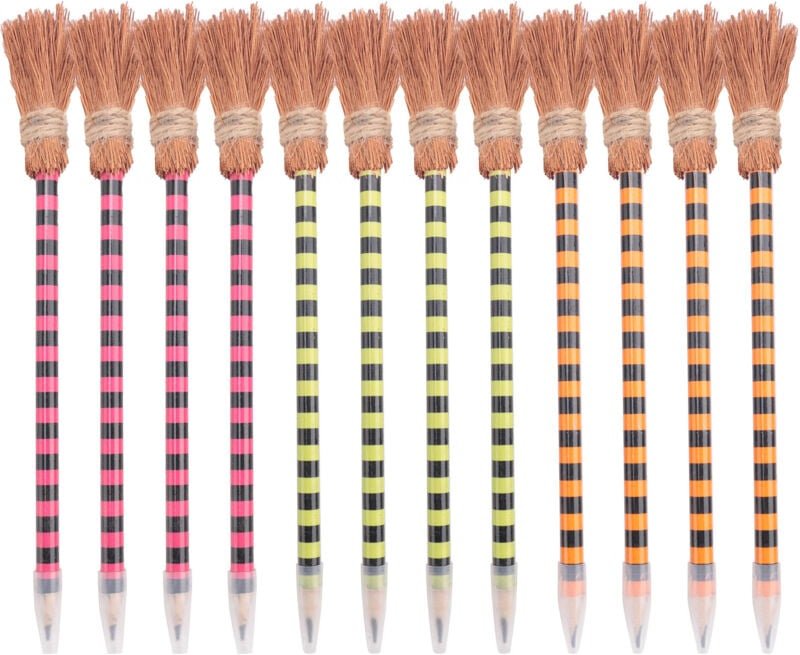 Tlily - Halloween Hexenbesen Bleistift Hexenbesen Stifte Zauberer Bleistift Besen Schreibstifte (12 StüCk)