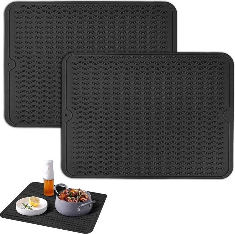CCYKXA Silikon-Abtropfmatten für Geschirr, 40 x 30 cm, rutschfeste Abtropfmatten, Küchenabtropfmatten, Spülbecken-Organi...