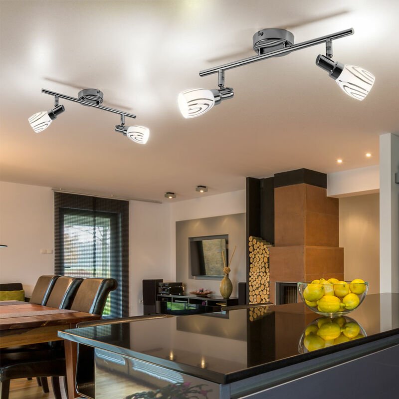Deckenleuchte 2 Flammig Deckenstrahler schwenkbar Wohnzimmerleuchte Decke 2 Strahler, chrom Metall, 2x G9, LxBxH 36,5x8,...